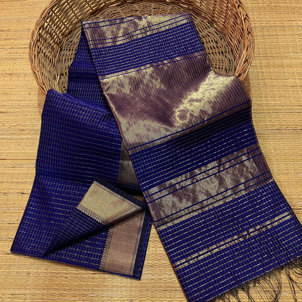 Royal Blue Maheshwari Silk Cotton